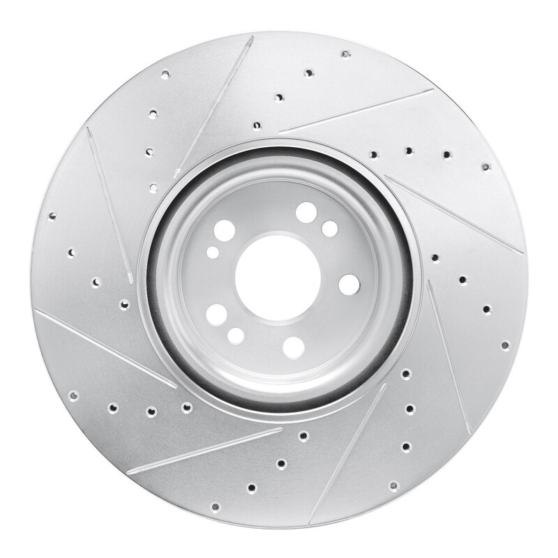 Mercedes-Benz GLE450e Brake Rotor (1) - Front Right - R1 Concepts - Drilled & Slotted - Silver - `20-`26